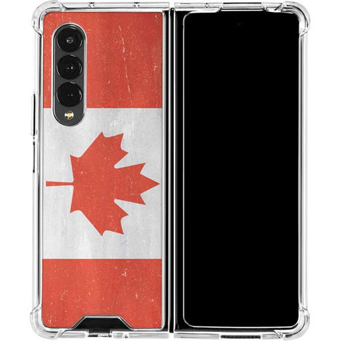 Canada Flag Distressed Galaxy Z Fold4 5G Clear Case